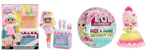 LOL Surprise OMG Sweet Nails – Candylicious Sprinkles Shop - With 15 Surprises & LOL Surprise Mix & Make Birthday Cake Tots - With Collectible Doll, DIY Cake Dress, Cake Making