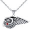 INFINIONLY Hommes Colliers Ailes en Acier Inoxydable Vintage Pendentif Plume avec Zircone Rouge Collier Amulette Bijoux Fantaisie Adolescents Accessoires Décoration