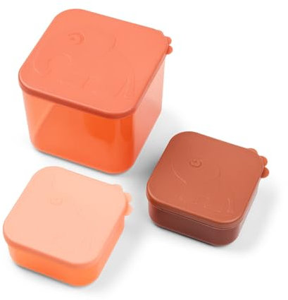 Done by Deer Vorratsbehälter Set L Elphee Papaya - drei Behältern in zwei verschiedenen Größen - Box: 100% PP, Deckel: 100% PE beide in Lebensmittelqualität