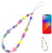 MEKEET 1PCS Phone Charm Smiley Face Beaded Phone Lanyard Phone Wrist Strap Letter Pearl Handmade Beads Anti Lost Phone Chain Colourful Phone Charm Strap for Women Girls