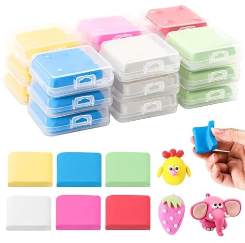 XTUDOU® 18 Stück Knetradiergummi, 3,5 X 4 X 1 Cm Radiergummi Knete, Mehrfarbig Knetradierer mit Transparenter Box, Knetgummi Radierer für KüNstler, Kinder, Malen, Schreiben, Skizzieren
