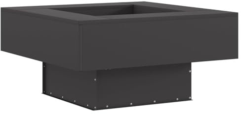 vidaXL Quadratische Feuerschale Set Schwarz 80 x 80 x 40 cm aus rostfreiem Stahl für Garten und Terrasse – perfekt für gemütliche Abende im Freien.