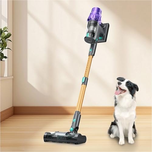 Aspirapolvere Senza Fili Potente, 50KPA/70 Mins Scopa Elettrica Senza Fili con Touchscreen Intelligente/Sensore Automatico di Polvere/Anti-Avvolgimento,Aspirapolvere per Tappeti Pavimenti Peli Animali