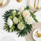 AQCQDQ Kunstblumen Strauß Rosen Lilien Hortensie, Kunstblumen Künstliche Pflanzen Blumen Deko, Blumensträuße Seidenblume Dekoblume Bouquet für Zuhause Hochzeit Garten Festival Dekor (Weiß,2 Strauß)
