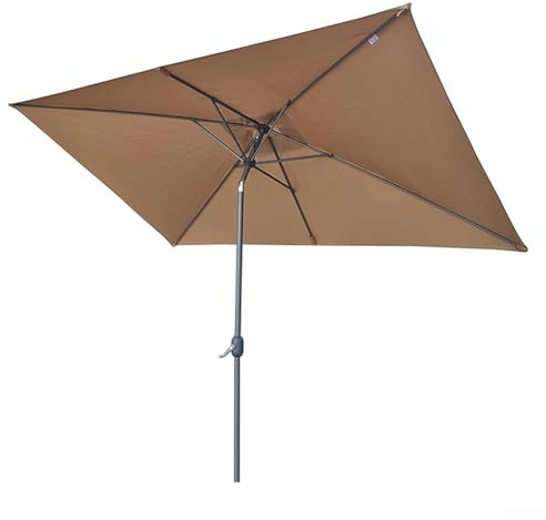 Rechteckiger Gartenschirm-Abdeckung, 2 x 3 m, wasserdicht, Polyester, Ersatz-Sonnenschirm für Außenbereich, Terrasse, Marktstand, Grau (Khaki)