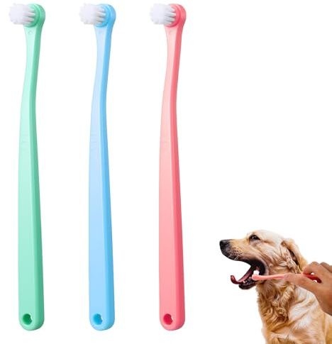 Spazzolino da denti per gatti, 3 pezzi, morbido spazzolino per cani di piccola taglia, mini spazzolino da denti per cuccioli, gattini e altri piccoli animali domestici (rosa, blu, verde)