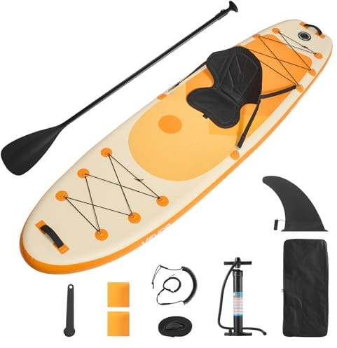 VEVOR Tavola da Paddle Gonfiabile con Sedile 323 x 83,8 x 15,2 cm Tavola da Paddle SUP Ultraleggera, con Accessori, Pompa, Pagaia, Pinna, Zaino, Guinzaglio per Caviglia, Cinghia, per Giovani Adulti