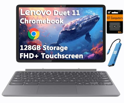 Lenovo Chromebook Duet Gen 9 Tablet da 11 pollici, laptop 2 in 1, 4 GB di RAM, 128 GB