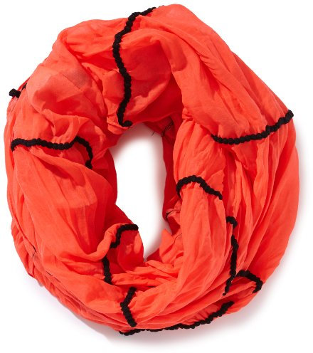 VERO MODA Damen Schal 10092896 NEW MIA NEON CIRCLE SCARF, Gr. one size, Mehrfarbig (FIERY CORAL/Detail:BLACK TRIM)