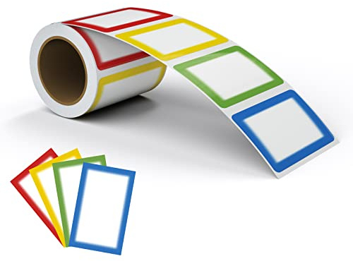 MFLABEL® Colorful Plain Name Tag Labels - 200 Stickers, 3.5 x 2.25 Inch, Colorful Border Name Tags for Office, Meetings, School, Home, Events, and Parties