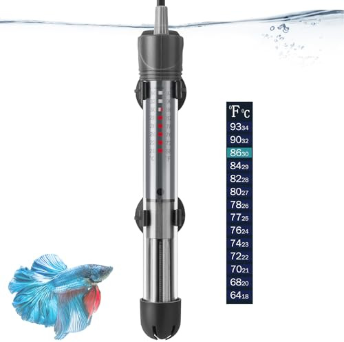 HITOP 50W Adjustable Aquarium Heater, Submersible Fish Tank Heater Thermostat with Suction Cups for 8-16Gal
