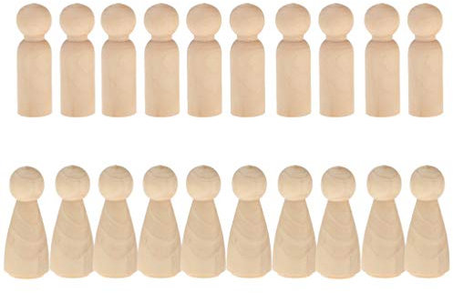 Uteruik - Mollette in Legno Non rifinite, per Bambole, sposi, Feste, Matrimoni, Decorazioni per Torte, 20 Pezzi