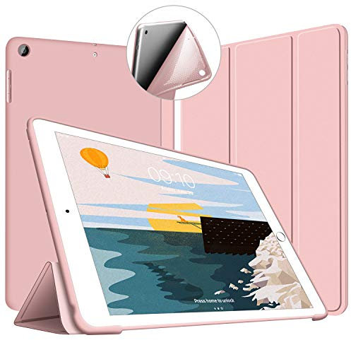 VAGHVEO Funda para iPad 9ª Generación 10.2 Pulgada 2021/iPad 10,2 2020 8ª/iPad 7ª 10,2 2019 Ligera Silicona Case Cover [Auto-Sueño/Estela], Flexible Cubierta Trasera de TPU Suave Cáscara, Rosa