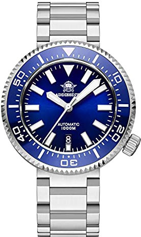ADDIESDIVE taucheruhr Herren NH35A Automatik Automatikuhr 100bar wasserdicht Armbanduhren Mit Saphirglas Edelstahlarmband (Blue)