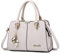 FORRICA Handtaschen Damen Elegant Henkeltasche mit Schön Anhänger Mode Frauen Schultertasche PU Leder Umhängetasche für Einkaufen Pendeln Weiß