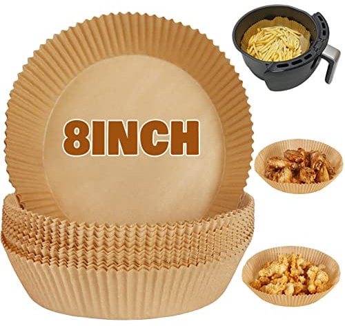 YQL Disposable Air Fryer Liners Round 6.3 Inch, 50pcs Non Stick Greaseproof Parchment Paper Liners for Airfryer 3.5L-6L, Compatible with Ninja AF100UK,Tower,Cosori,Keplin,Schallen Airfryer & More