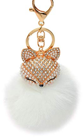 SOIMISS Pendentifs Pour Téléphones Portables Peluche Balle Porte- Clés Strass Renard Porte- Clés Blanc Pom Pom Porte- Clés pour Femmes Voiture Pendentif Accessoires Automobiles