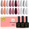 Yueshop Gel Nail Polish,10 PCS Grey Silver Reddish Brown Caramel Pink Glitter Gel Polish Sets Soak-Off UV/LED Lamp Gel Nail Varnish Set for Women Art Manicure Salon,8ml