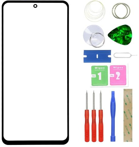 MovTEK Pantalla Repuesto Cristal Tactil Frontal +OCA Compatible con Redmi Note 9 Pro/Note 9S con Kit de Herramientas (Sin Táctil y LCD) -6.67
