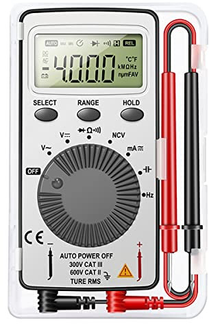 Digital Multimeter, Spannungsprüfer Strommessgerät CAT II 600 V Voltmeter Durchgangsprüfer für AC/DC Spannung, DC Strom, Durchgang Widerstand Kapazität Frequenz, Mit faltbar Ständer Messleitungen