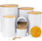 Yangbaga Vorratsdosen Set Metall 6er Aufbewahrung Set mit Bamboos Luftdicht Dekel, Küchen Vorratsbehälter für Kaffee Müsli Zucker Tee Gewürz...(Weiß)