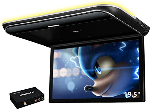 XTRONS Android Car Overhead Player 19.5 Octa Core Car Roof Mount Monitor with 1pcs Digital TV Box, Wide IPS Screen 8K Video Built-in Stereo Speakers Flip Down Support 4G WIFI HDMI Input USB RCA Input