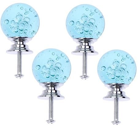 ibasenice 4 Satz Metallgriffe Knauf Türgriff Bubble Ball Schranktür Schrankgriffe Möbelbeschläge Küchenzubehör Hardware Glaskommode Knöpfe Glasschrank Zieht Glasknöpfe Kristall Schublade