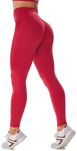 JOYSPELS Sport Leggings Damen, High Waist Sporthose Blickdicht Sportleggins Gym Leggins Push Up Yogahose, Verkehrsrot M