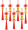 7pcs Pendentif du Nouvel an Chinois, 2024 Fortune du Nouvel an du Dragon Pendentif Pompon à Noud Chinois Pièces Chinoises Porte Bonheur pour la Richesse Le Succès la Bonne Chance