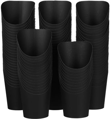 ABOOFAN 100Pcs Disposable French Fries Holder 14oz Paper French Fry Cups Waffle Popcorn Boxes Charcuterie Cups Containers Wedding Food Cones Holder