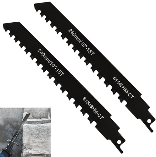 Lot de 2 lames de scie sauteuse en métal dur - Pour brique, béton, plaque de ciment, Einhell, Dewalt, Bosch, etc. (240 mm x 2)