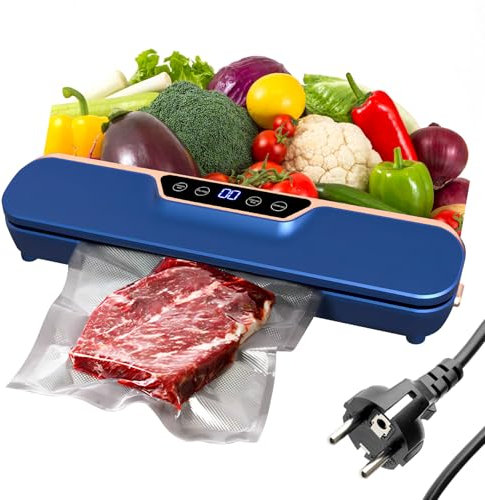 Vakuumiergerät, Lebensmittel Vakuumierer, 62 KPa, 3 Fach Frischhalte Lebensmittel Luftversiegeler, 25cm Breiter Vakuumierer mit 10 Vakuumierbeutel für Trockene und Nasse Lebensmittel