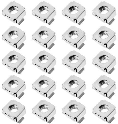 EMSea 20 Kit de Montaje Tuercas Enjauladas M8 de Acero Inoxidable 304 para Gabinetes de Red Gabinetes de Servidores Carcasas Electrónicas Y Bastidores Plateados
