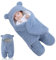Forhome Neugeborene Babydecke Warme Weiche Wickeldecke,Baby Neugeborene,Neugeborene Weiche Mit Kapuze Einschlagdecke,Wickeldecke Baby Warme Babydecke (Blau)