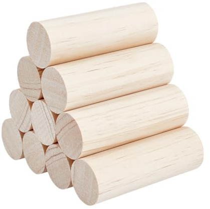 OLYCRAFT - 10 Varillas de Madera en Bruto, 99 x 35 mm, Clavijas Redondas, Vírgenes, Tacos para Bricolaje