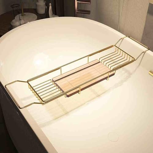 TapferBahn Badewannenablage,Badewannenbrett,Bathtub Tray Metal,Ausziehbar,Verstellbares,Ablage Tablett,FüR Badespielzeug,Shampoo Seifenaufbewahrung Und Weiteres