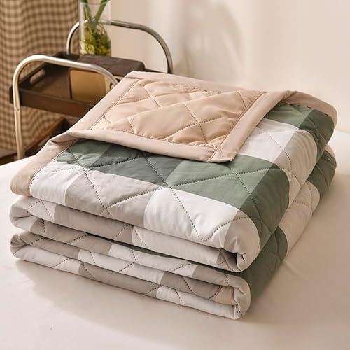 Hiseng Sommer Tagesdecke, Karo-Muster Bettüberwurf de Gesteppt, Steppdecke Tagesdecken mit Präge, Mikrofaser Wohnzimmer Sofaüberwurf Wohndecke für Doppelbett Einzelbett (Dunkelgrün,200x230cm)