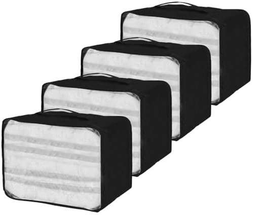 QiYiCAT 20L Koffer Organizer 4 Stück, 40×20×25CM Packing Cubes 4-teilig, Große Packwürfel Gleicher Größe, Geeignet für Familienreisen und die Aufbewahrung zu Hause (Schwarz 20L 4 Pcs)