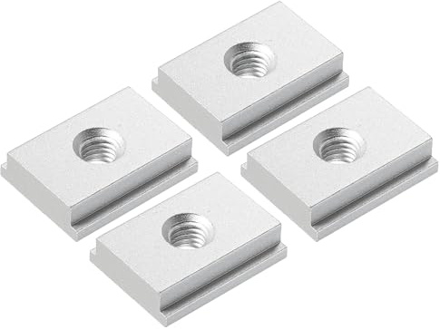 M METERXITY Aluminum t Track (10Pcs, 1.2Inch, M8, Silver)- T-Slider for T-Slot Miter Slider, Double-Cut& Pre Drilled Mounting Holes, Apply to Woodworking/Fixtures/Crosscut Sled/Router Table
