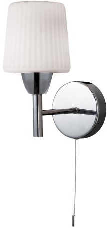 LITECRAFT Molice Ribbed Glass Shaded Bathroom Polished Chrome Wall Light | IP44, G9