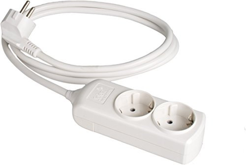 SOLERA 8012 - Regleta/base múltiple de 2 enchufes, 1,5m, color blanco