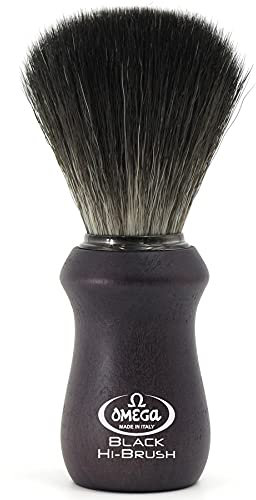 Omega =Rasierpinsel Dachsleder Hi Brush schwarzes Holz, Einfarbig, Estándar