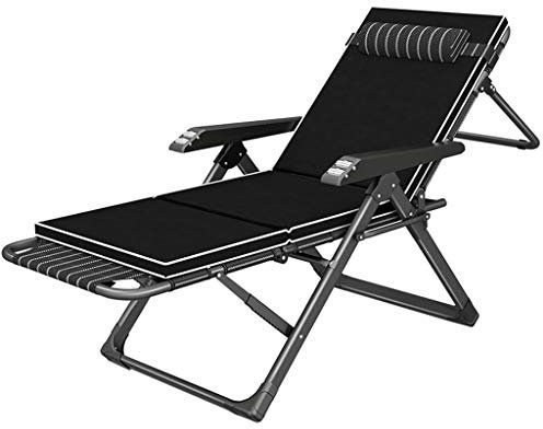 Relaxsessel mit Massagefunktion Metall Gestell Relaxliegen Klappbar für Wohnzimmer Balkon | Liegestühle Liegestuhl Bürostuhl Liegender | Recliner Armchair Comfort Gartenmöbel, Schwarz