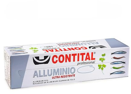 CONTITAL Rotolo Alluminio Professionale per Alimenti | 30 cm x 100 mt | Accessori Cucina, Carta Stagnola Alimenti, Rotolo Alluminio Cucina con Astuccio