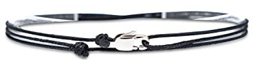 Made by Nami Dünnes Wickel-Fußband für Herren & Damen mit Karabiner-Haken Verschluss - Handmade Männer Fußkettchen - Surfer-Schmuck Herren-Schmuck - 100% Wasserfest & Verstellbar (Schwarz Silber)