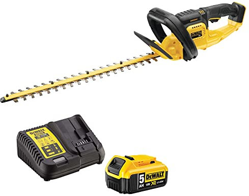 DeWalt DCM563PB 18V XR Cordless Hedge Trimmer with 1 x 5.0Ah Battery & Charger