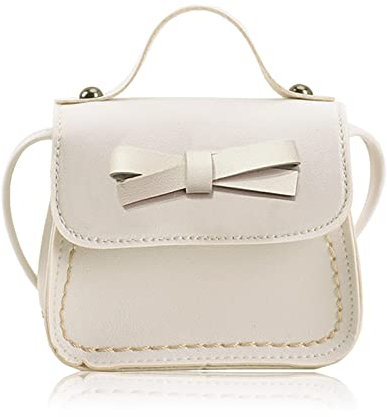 Spldsun Katze CrossBody Messenger Bag, Kinder Mini Münztasche Geldbörse, Kinderhandtasche mit Krawatte, für Kinder von 1-3 Jahren (Beige)