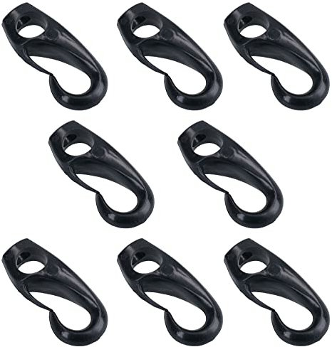 8 mm Haken für Bungee, elastisches Seil, Gummiseil, schwarz, Nylon, rostfrei, 8 Stück