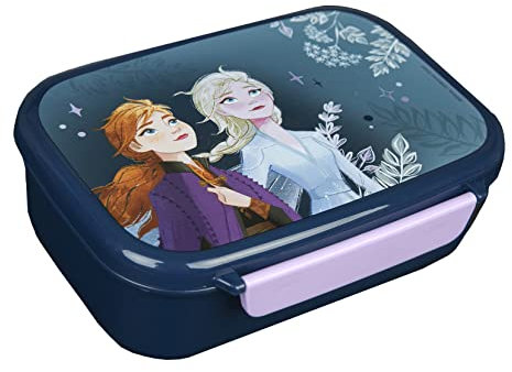 Scooli Frozen Brotdose Kunststoff mit Einsatz und Verschlussclip Brotzeitdose Lunchbox Geschenk für Kinder, Blau, (FRVW9903)