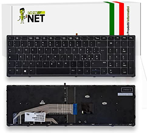 new net Tastiera Compatibile con Notebook HP ZBook 15 G3 2GB76EP 1LG39UP Z8M21UP V2W09UTR Y2R41UP Y1P28EC Y2S02UP X8V91PC T7V49EA Frame Grigio Scuro - Trackpoint - Retroilluminata - Layout ITA
